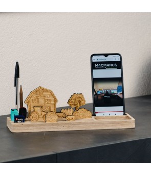 Ländlicher Charme im Büro: M4CM4NUS Holz-Organizer mit detailverliebtem Farm Diorama
